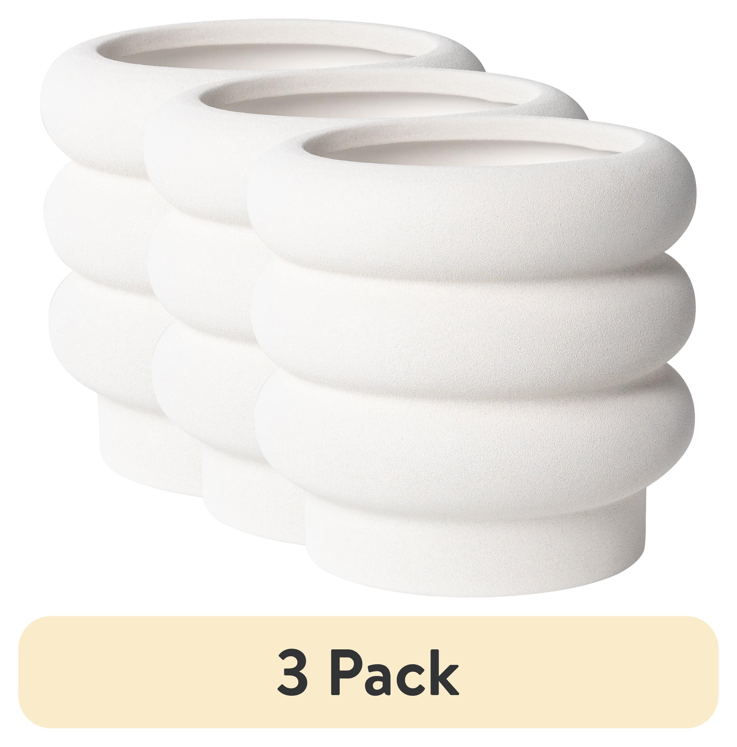 (3 pack) Better Homes & Gardens Pottery 6" Chinooke Bubble Ceramic Planter, White