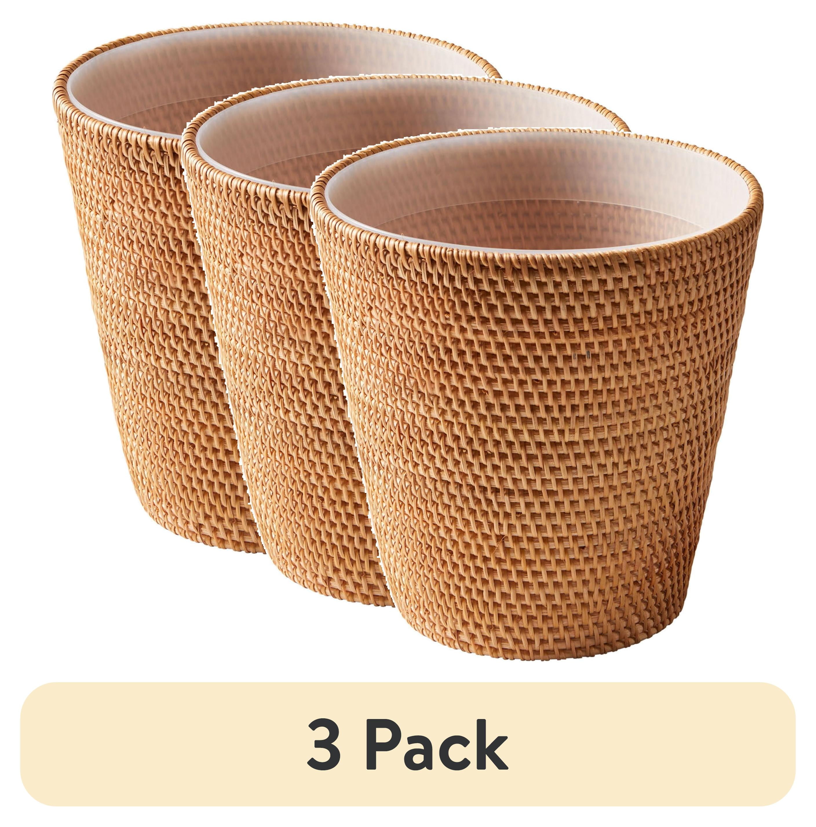 (3 pack) Better Homes & Gardens Rattan Bathroom Wastebasket - Walmart.com