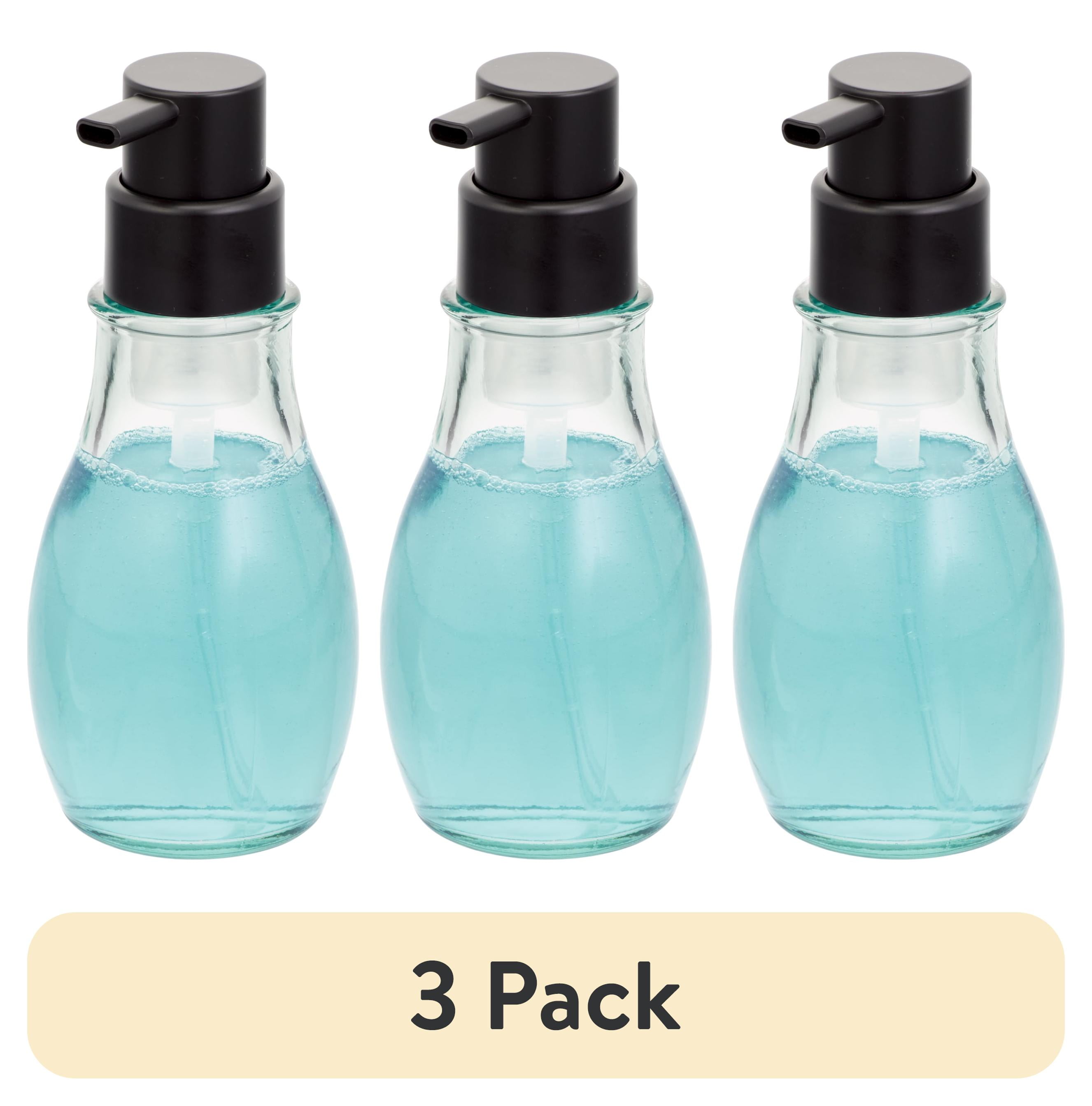 (3 pack) Better Homes & Gardens Recycled Glass Foaming Soap Pump, Clear/ Black
