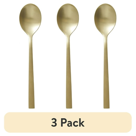 (3 pack) Better Homes & Gardens River 16-Piece Gold Satin Stainless Steel Flatware Set (Service for 4)