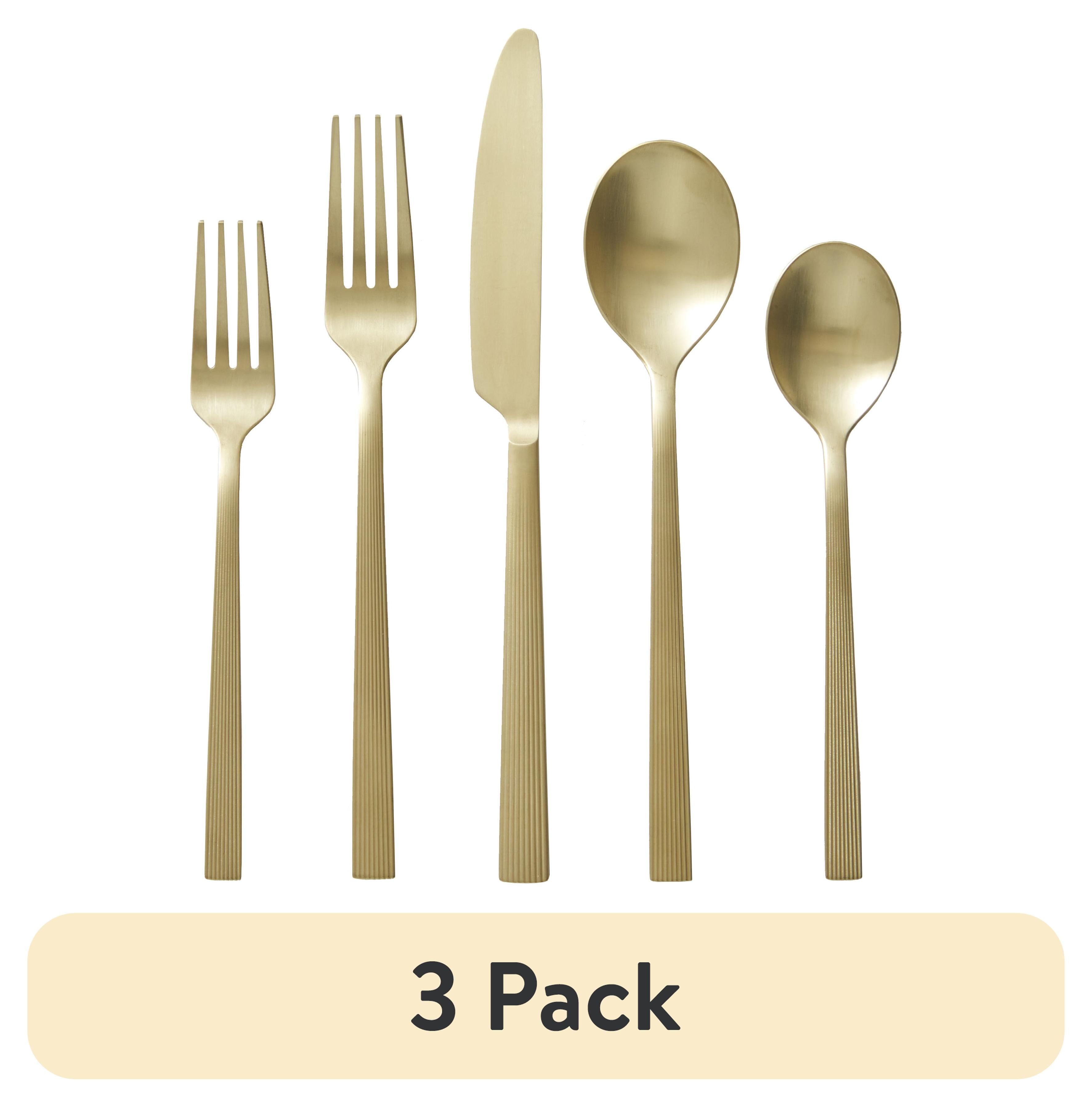 (3 pack) Better Homes & Gardens River 20-Piece Gold Stainless Steel Flatware Set with Handles (Service for 4)