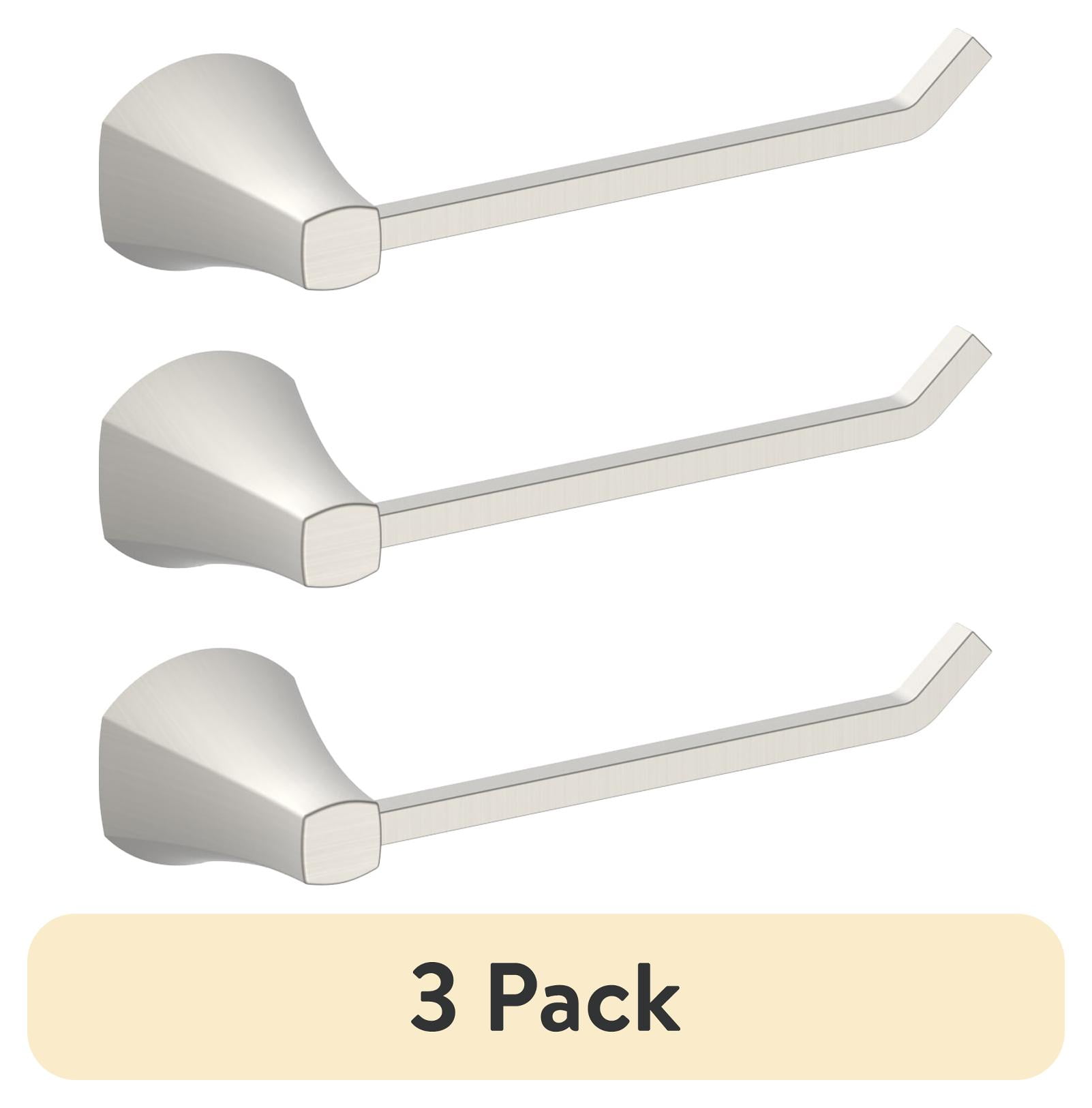 (3 pack) Better Homes & Gardens Simple Flare Style Wall Mount Toilet Paper Holder Satin Nickel Finish