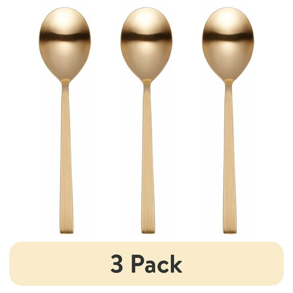 (3 pack) Better Homes & Gardens Stainless Steel Serving Spoon, Gold, Casual