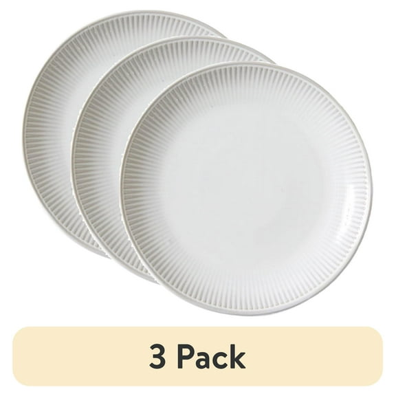 (3 pack) Better Homes & Gardens Sawyer Stoneware Cream Dinner Plate