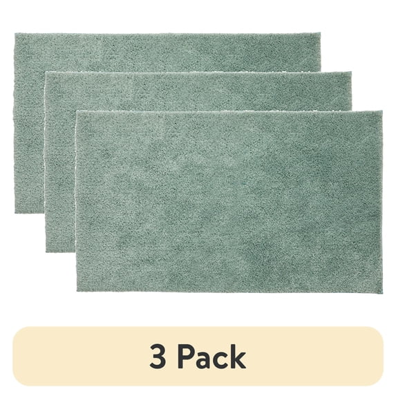(3 pack) Better Homes & Gardens Ultra Soft Polyester Bath Rug, 23"x39", Green River