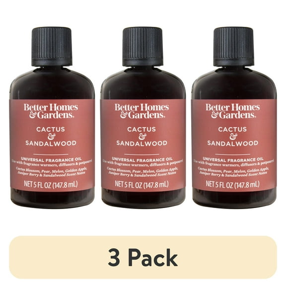 (3 pack) Better Homes & Gardens Universal Fragrance Oil, Cactus & Sandalwood, 5 fl oz
