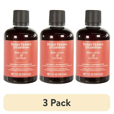 (3 pack) Better Homes & Gardens Universal Fragrance Oil, Red Lava & Citrus, 5 fl oz, for use with Fragrance Oil Diffusers, Fragrance Warmers, Potpourri, and Wicking Fragrance Diffusers