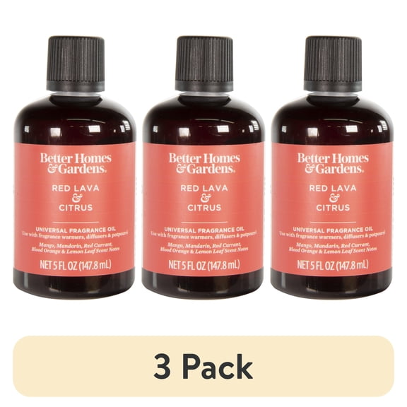 (3 pack) Better Homes & Gardens Universal Fragrance Oil, Red Lava Citrus, 5 fl oz