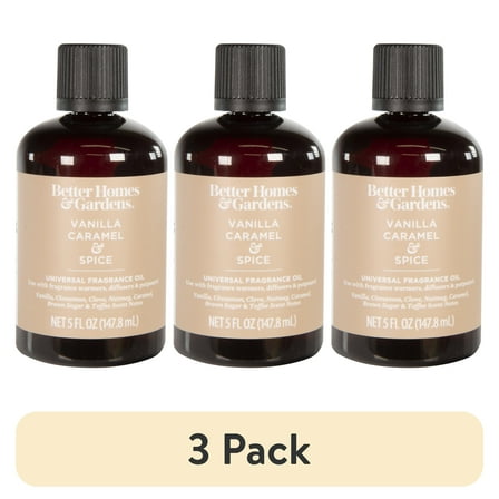 (3 pack) Better Homes & Gardens Universal Fragrance Oil, Vanilla Caramel & Spice, 5 fl oz