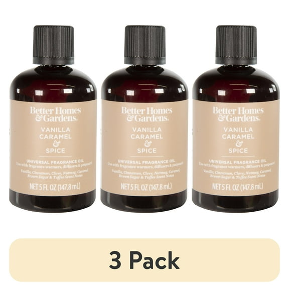 (3 pack) Better Homes & Gardens Universal Fragrance Oil, Vanilla Caramel & Spice, 5 fl oz