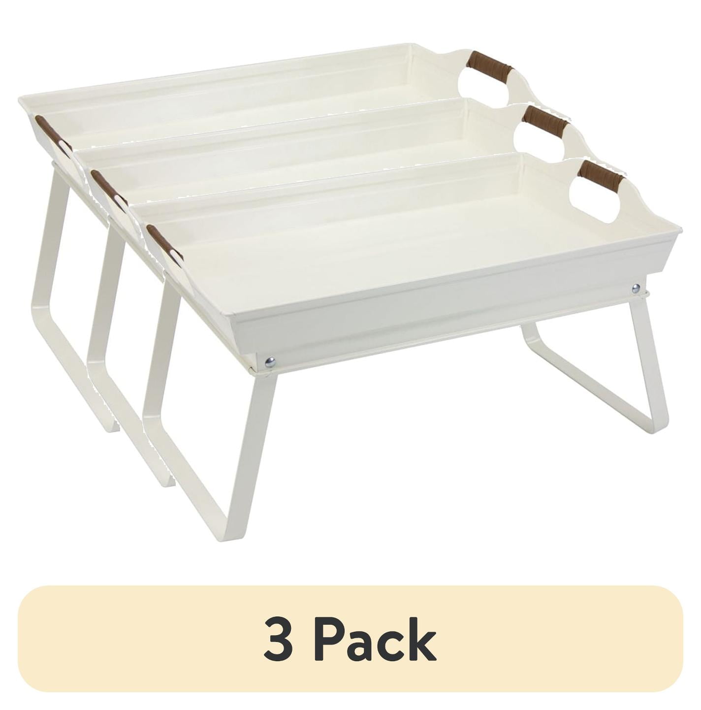 (3 pack) Better Homes & Gardens - Vanilla White Rectangle Galvanized Steel Bed Serving Tray, 18.7 in L x 12.2 in W