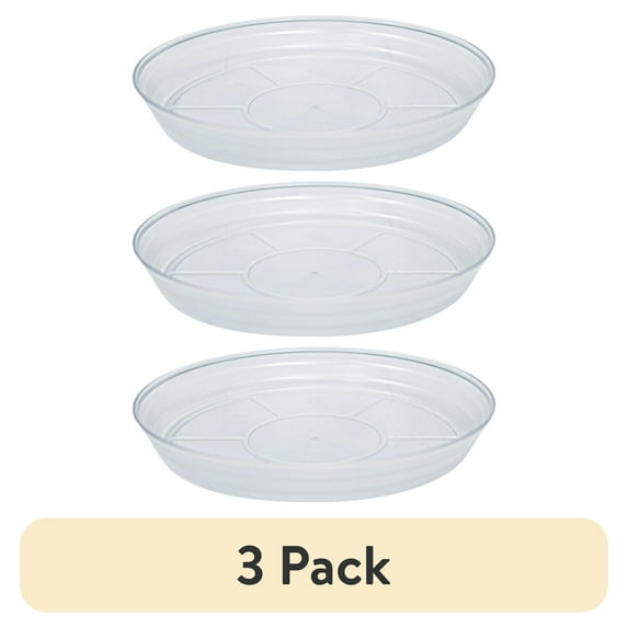 (3 pack) Better Homes & Gardens Vinyl Translucent Round Resin Saucer, 16-inch, Indoor & Outdoor Use