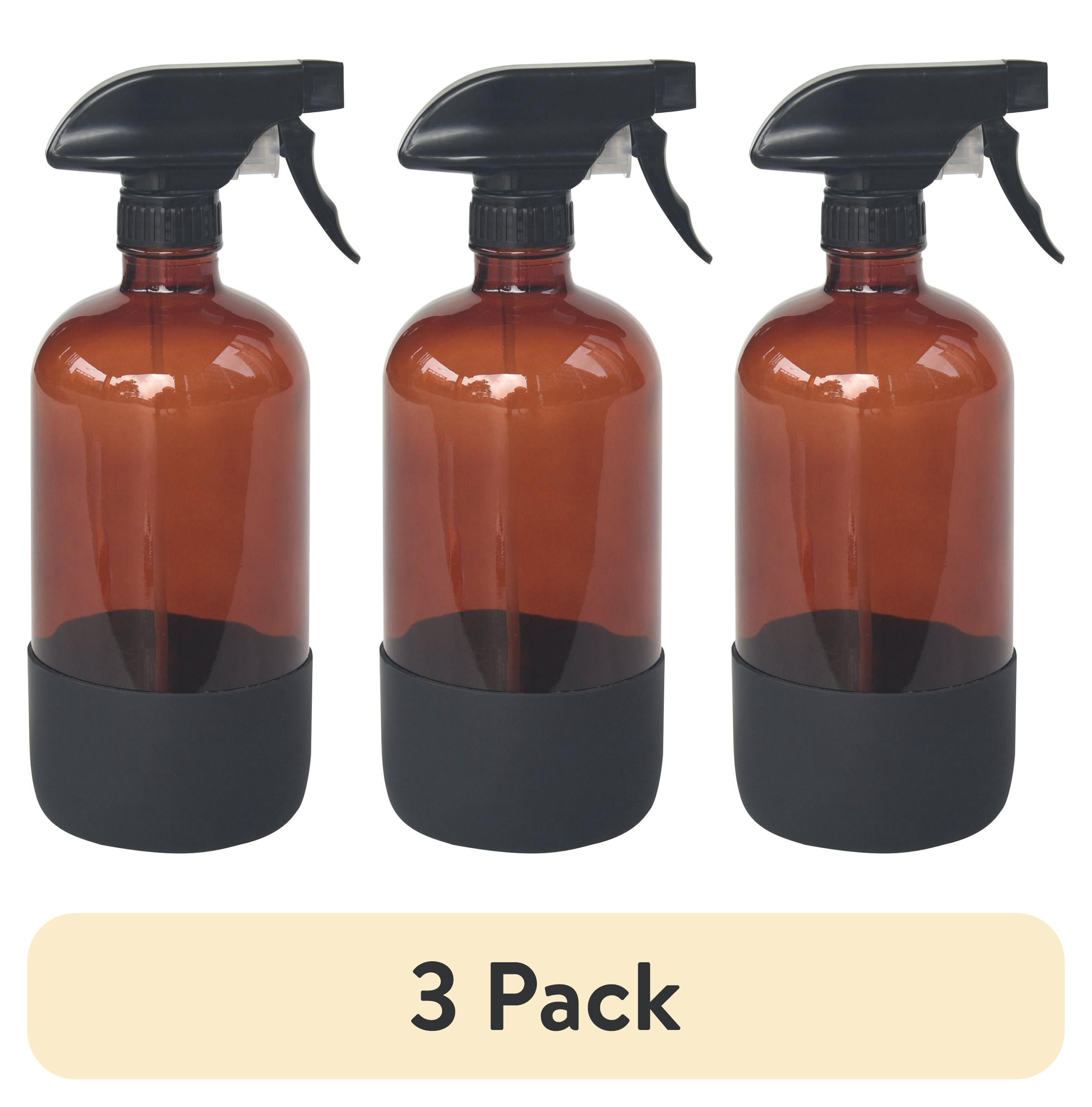 (3 pack) Better Homes and Gardens Amber Reuseable Glass Spray Bottle with Rubber Bottom, 24 oz.