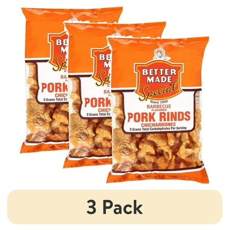 (3 pack) Better Made Special Barbecue Flavored Chicharrones Pork Rinds, 4.5 Oz.