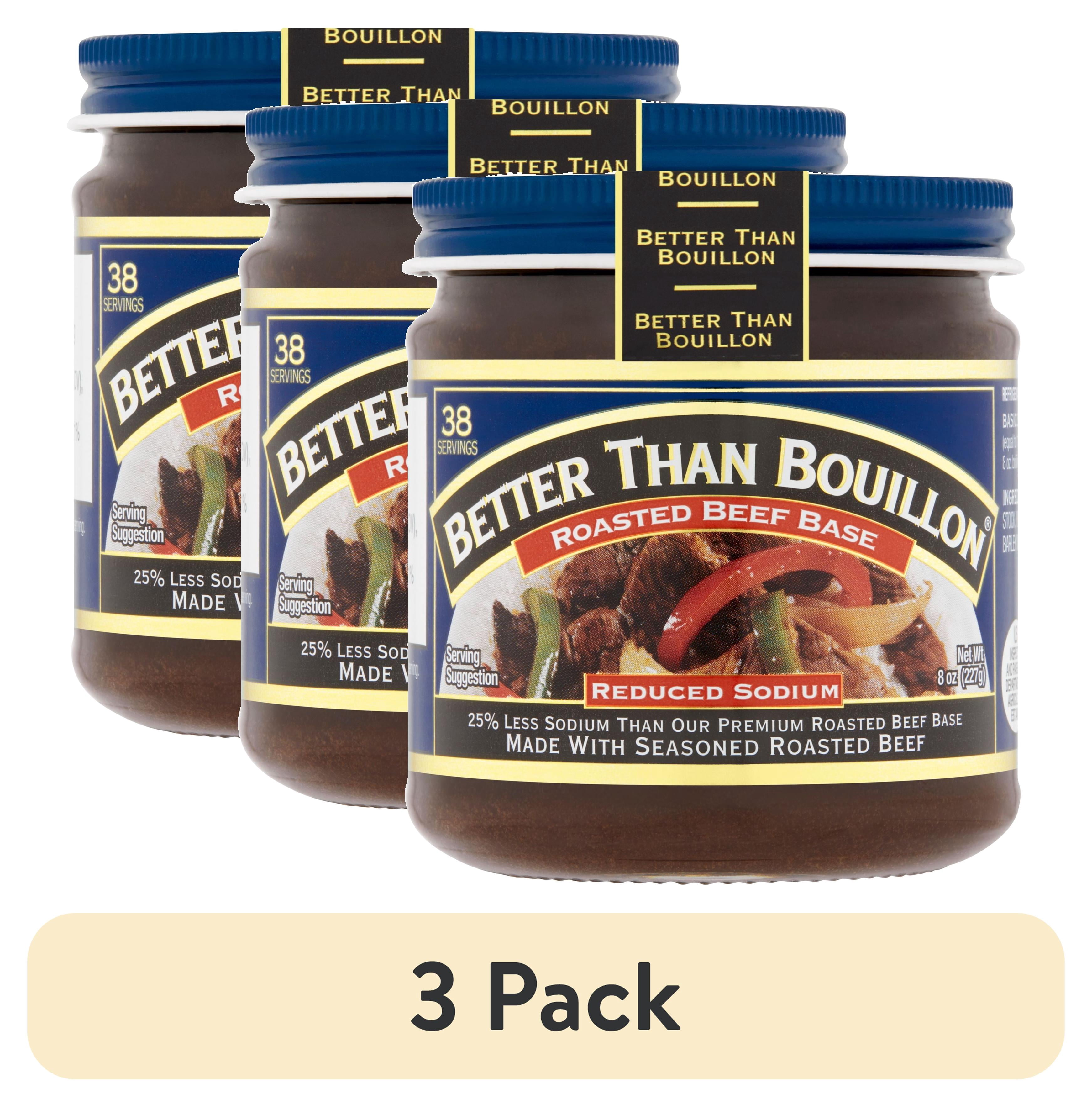 (3 pack) Better Than Bouillon Reduced Sodium Roasted Beef Base, Shelf-Stable, 8 oz