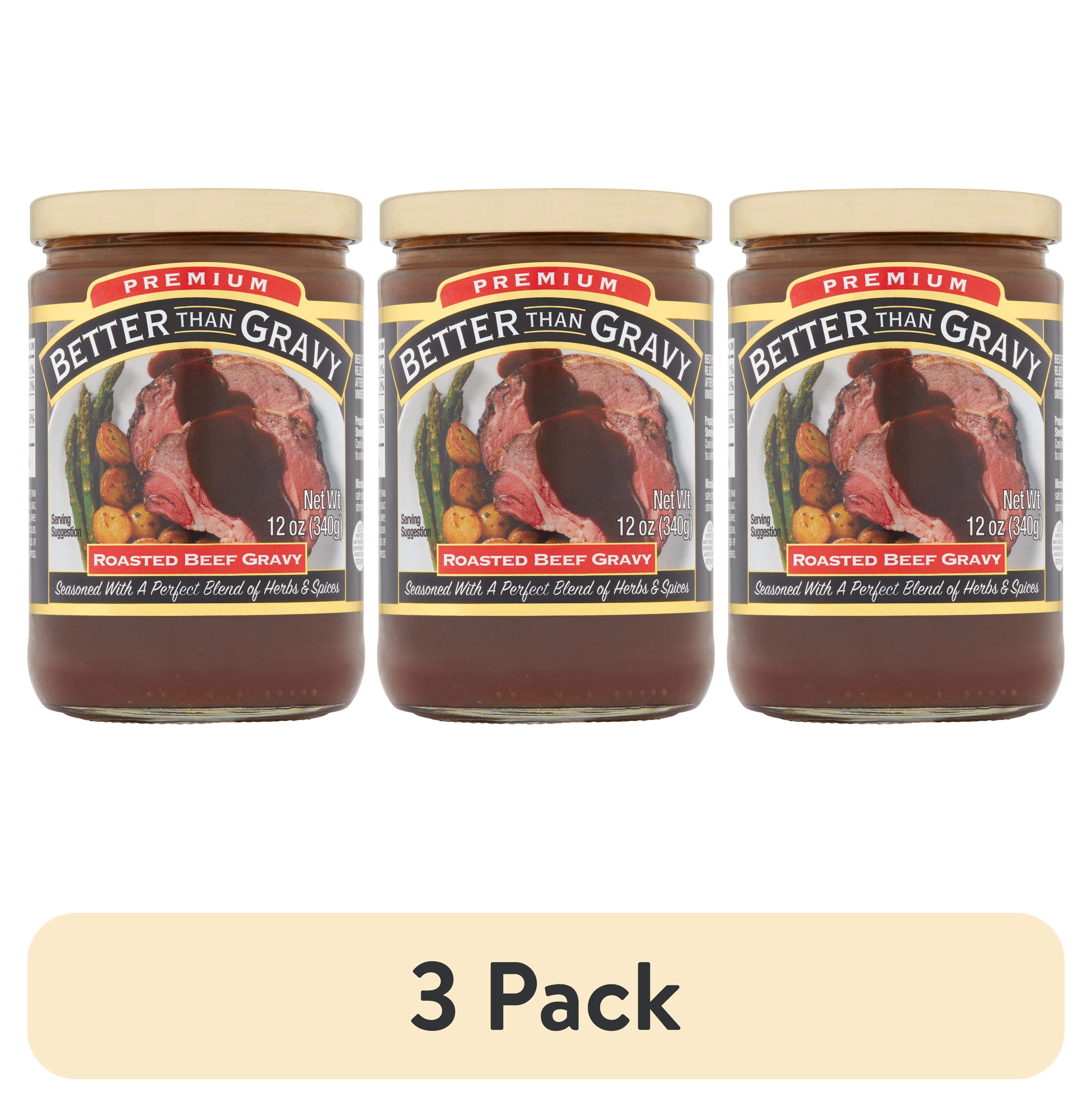 (3 pack) Better Than Gravy, Premium Roasted Beef Gravy, Shelf-Stable, 12 oz Jar