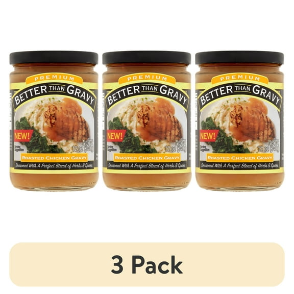 (3 pack) Better Than Gravy, Premium Roasted Chicken Gravy, Shelf-Stable, 12 oz Jar