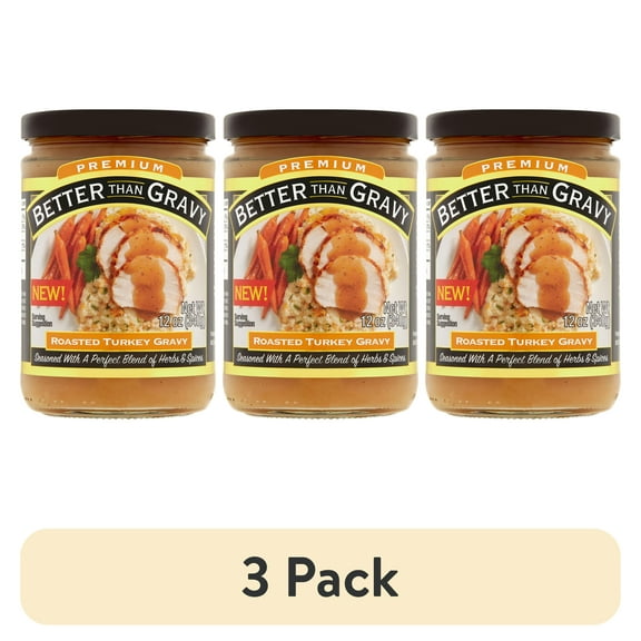(3 pack) Better Than Gravy, Premium Roasted Turkey Gravy, Shelf-Stable, 12 oz Jar