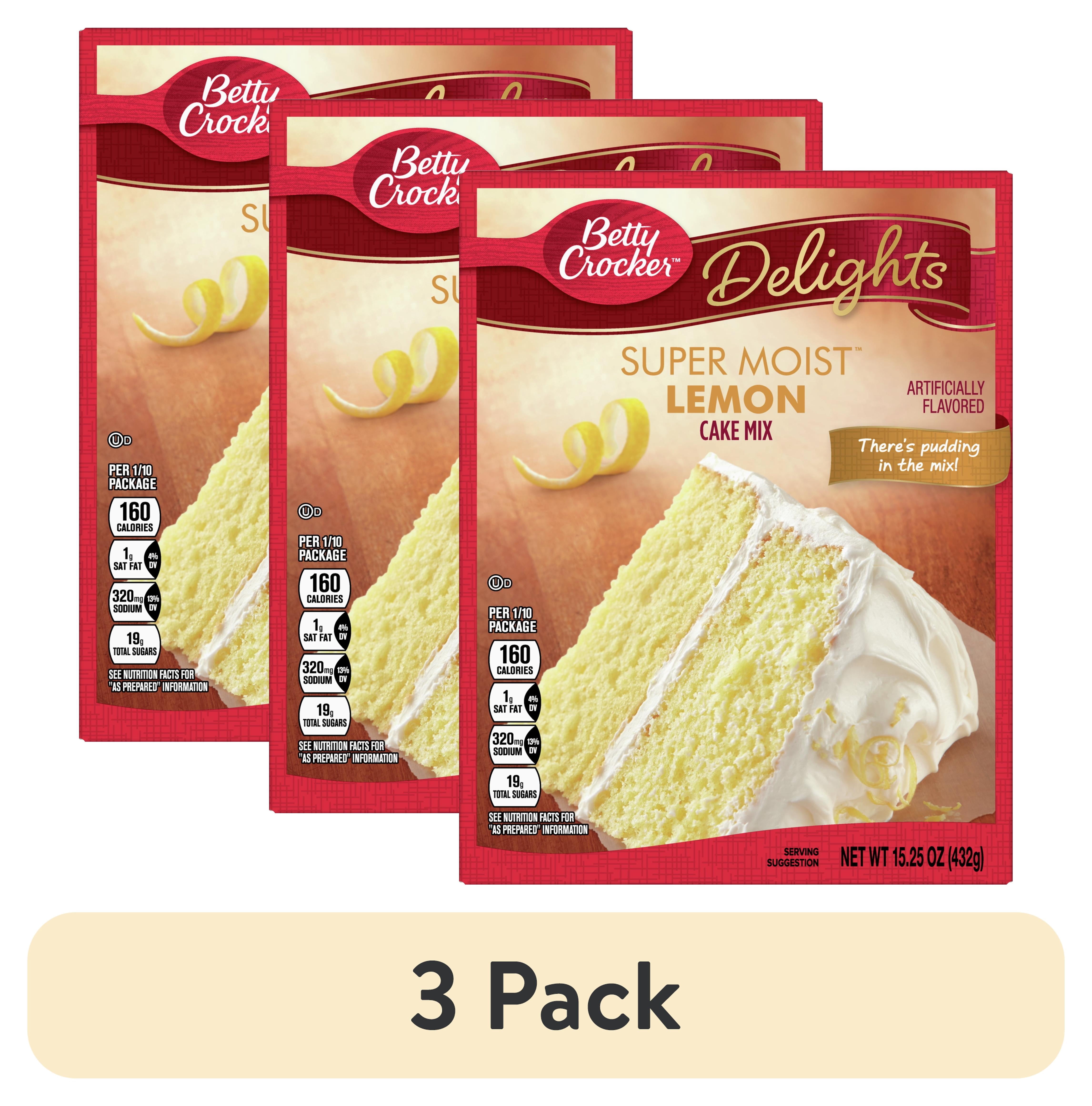 (3 pack) Betty Crocker Delights Super Moist Lemon Cake Mix, 15.25 oz.