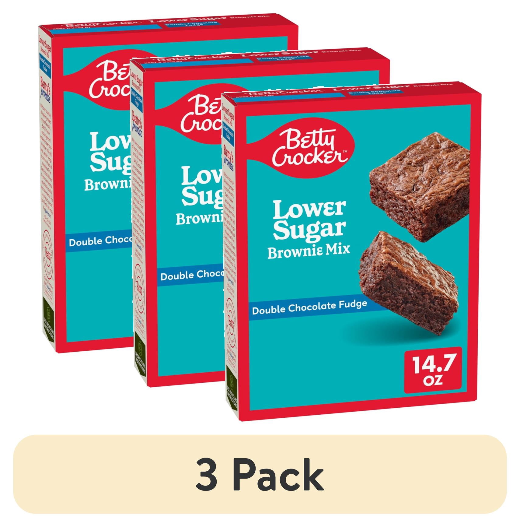 (3 pack) Betty Crocker Lower Sugar Brownie Mix, No Artificial Sweeteners, 14.7 oz