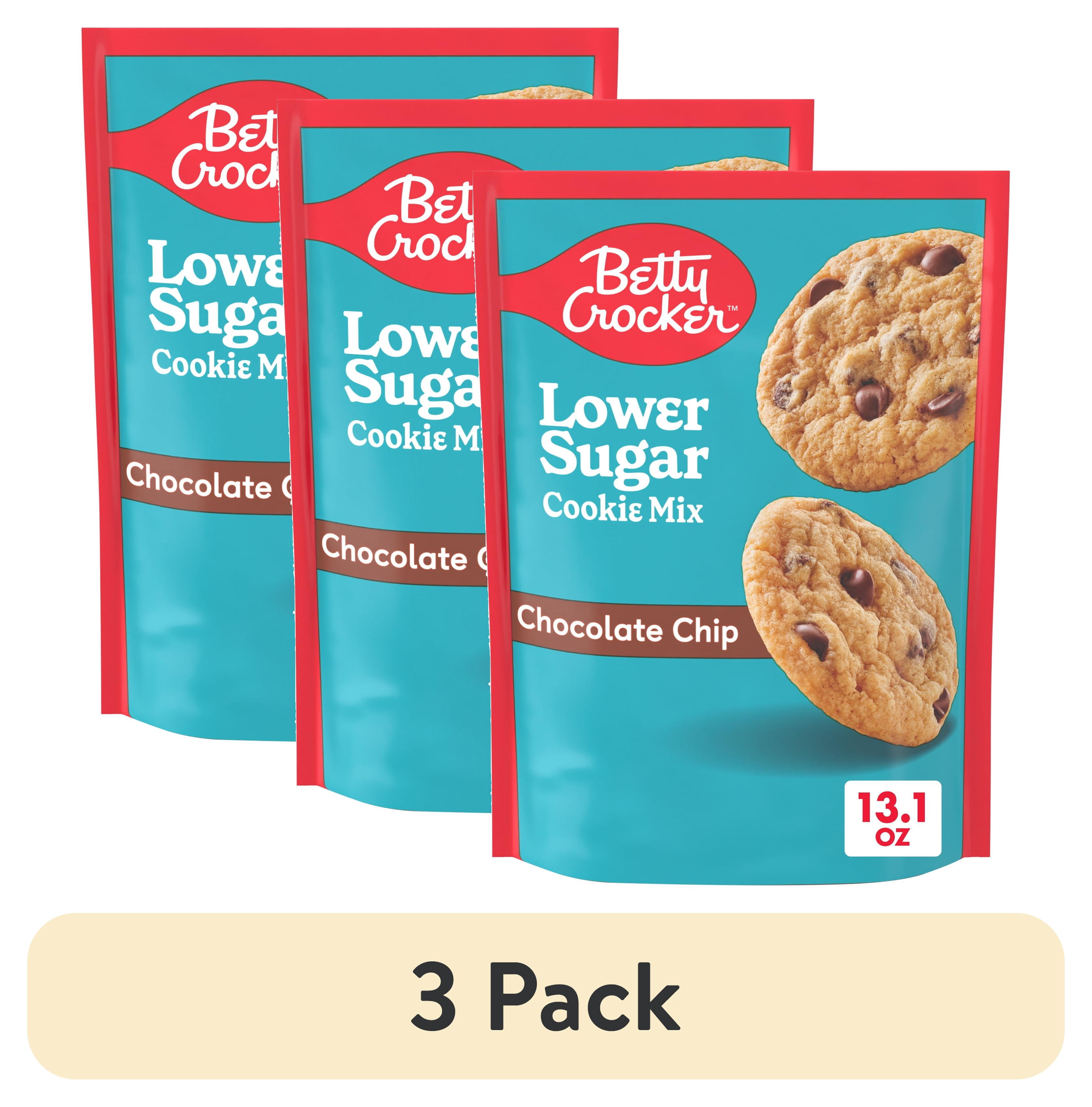 (3 pack) Betty Crocker Lower Sugar Chocolate Chip Cookie Mix, No Artificial Sweeteners, 13.1 oz