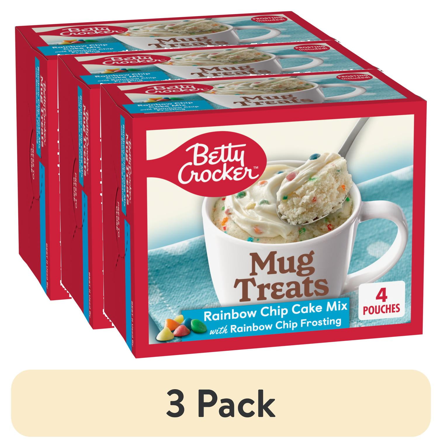(3 pack) Betty Crocker Mug Treats Rainbow Chip Cake Mix with Frosting, 4 Servings, 13.9 oz.