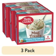 (3 pack) Betty Crocker Mug Treats Rainbow Chip Cake Mix with Frosting, 4 Count, 13.9oz,  Cardboard Box, New