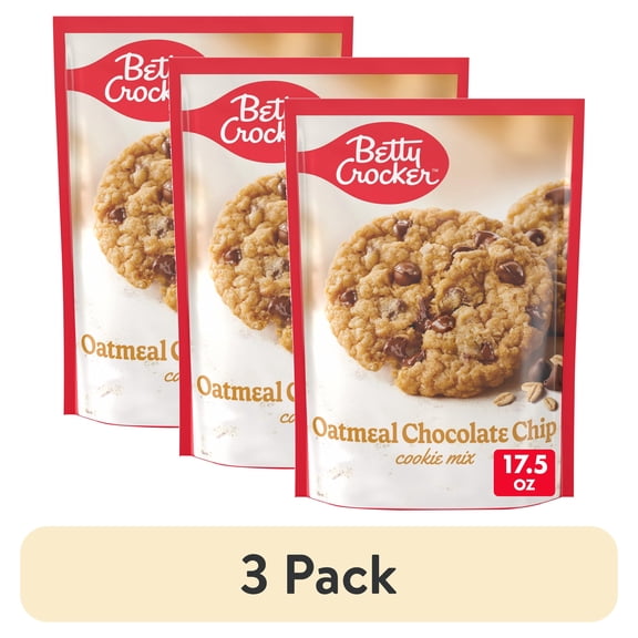 (3 pack) Betty Crocker Oatmeal Chocolate Chip Cookies, Cookie Baking Mix, 17.5 oz