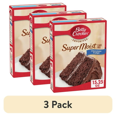 (3 pack) Betty Crocker Super Moist Chocolate Fudge Cake Mix, 15.25 oz.