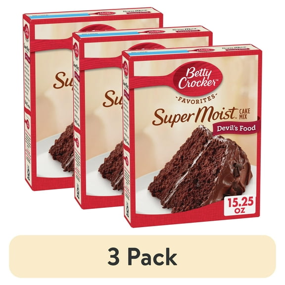 (3 pack) Betty Crocker Super Moist Devil's Food Cake Mix, 15.25 oz