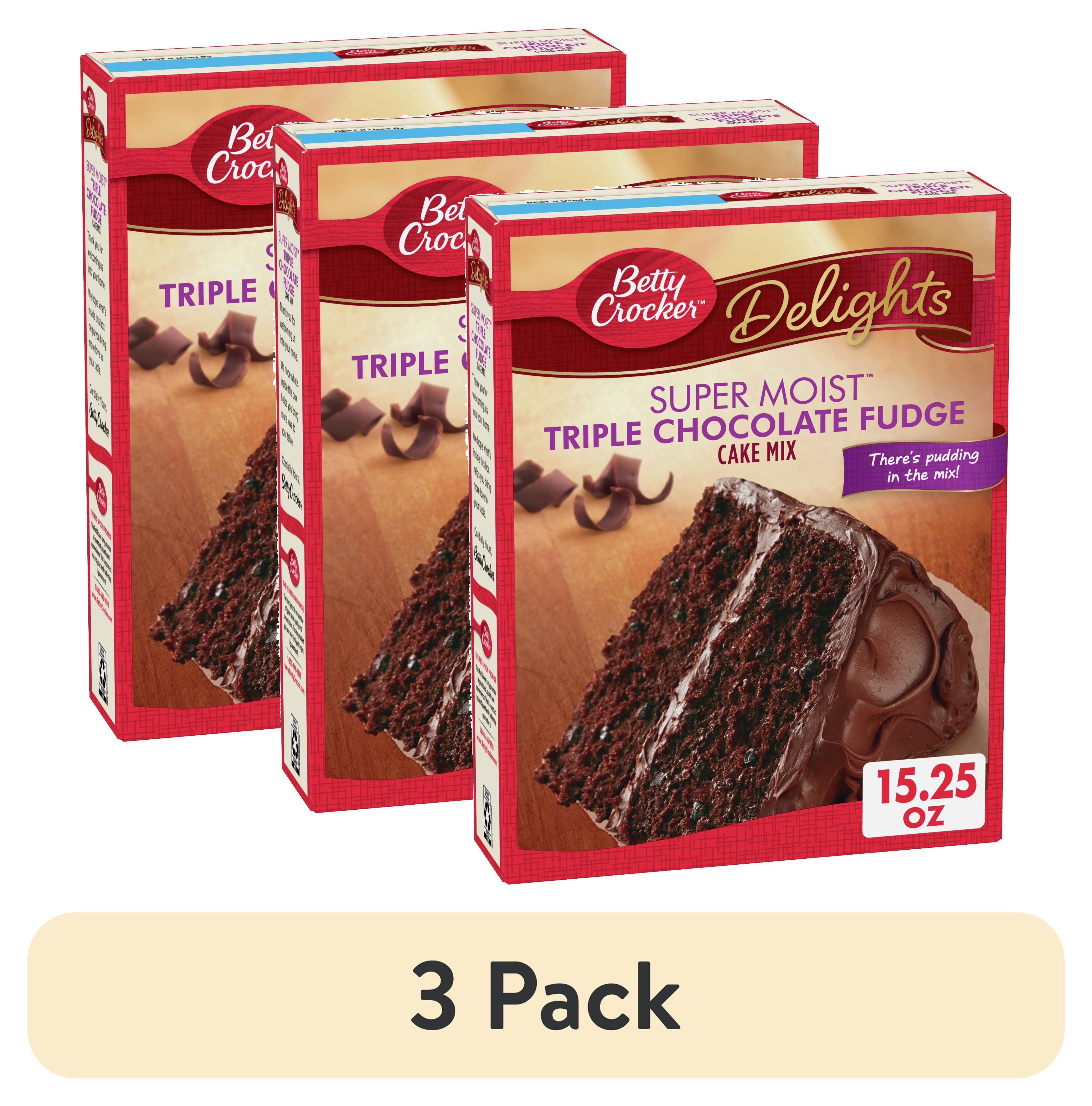 (3 pack) Betty Crocker Super Moist Triple Chocolate Fudge Cake Mix, 15.25 oz