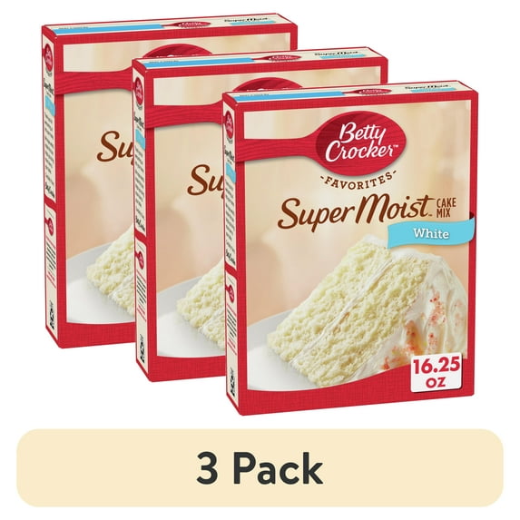 (3 pack) Betty Crocker Super Moist White Cake Mix, 16.25 oz