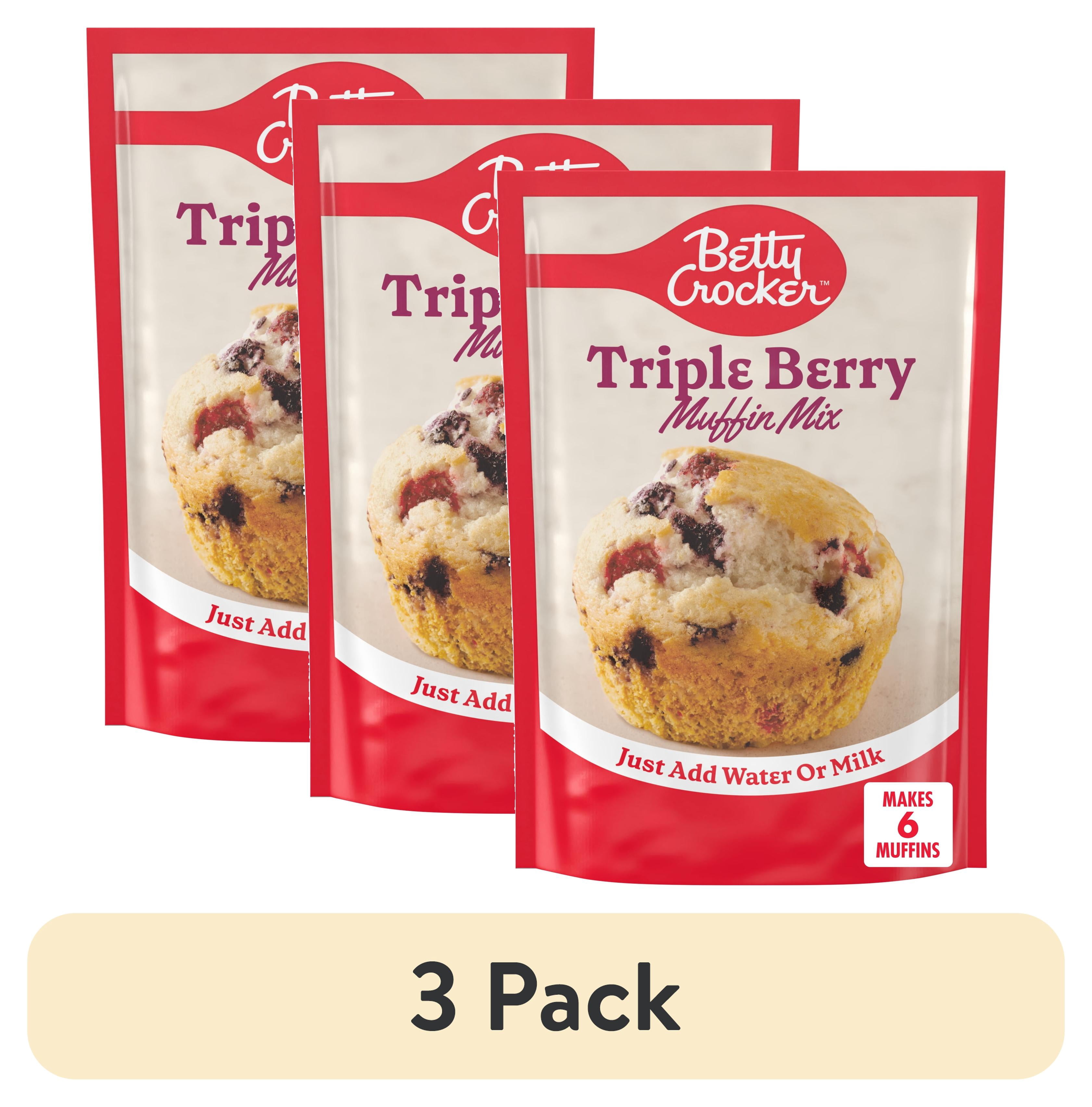 (3 pack) Betty Crocker Triple Berry Muffin Mix, 6.5 oz.