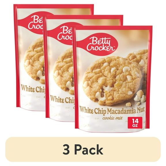 (3 pack) Betty Crocker White Chip Macadamia Nut Cookies, Cookie Baking Mix, 14 oz