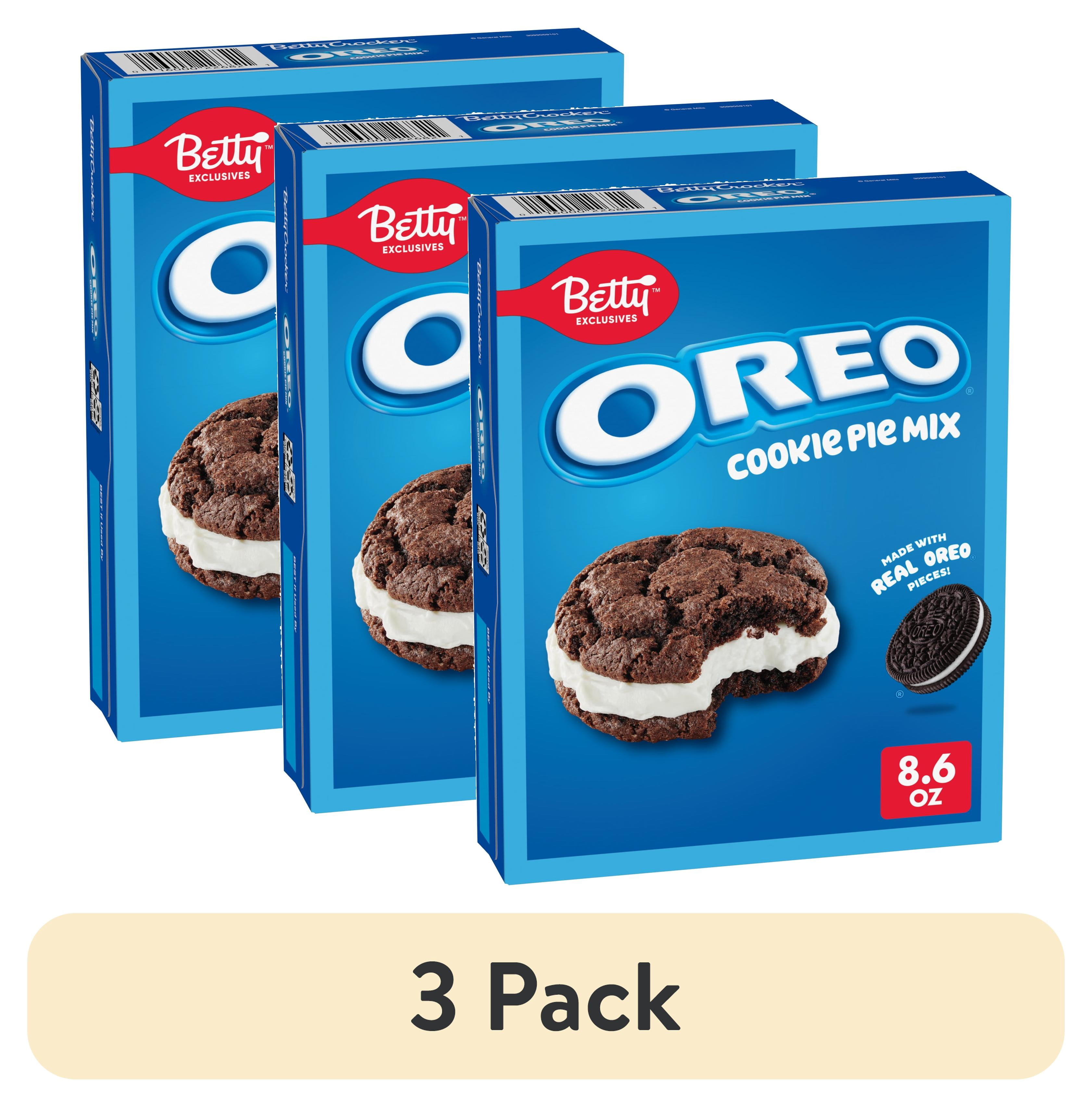 (3 pack) Betty Exclusives OREO Cookie Pie Mix, Baking Mix Made with Real OREO Cookie Pieces, 8.6 oz