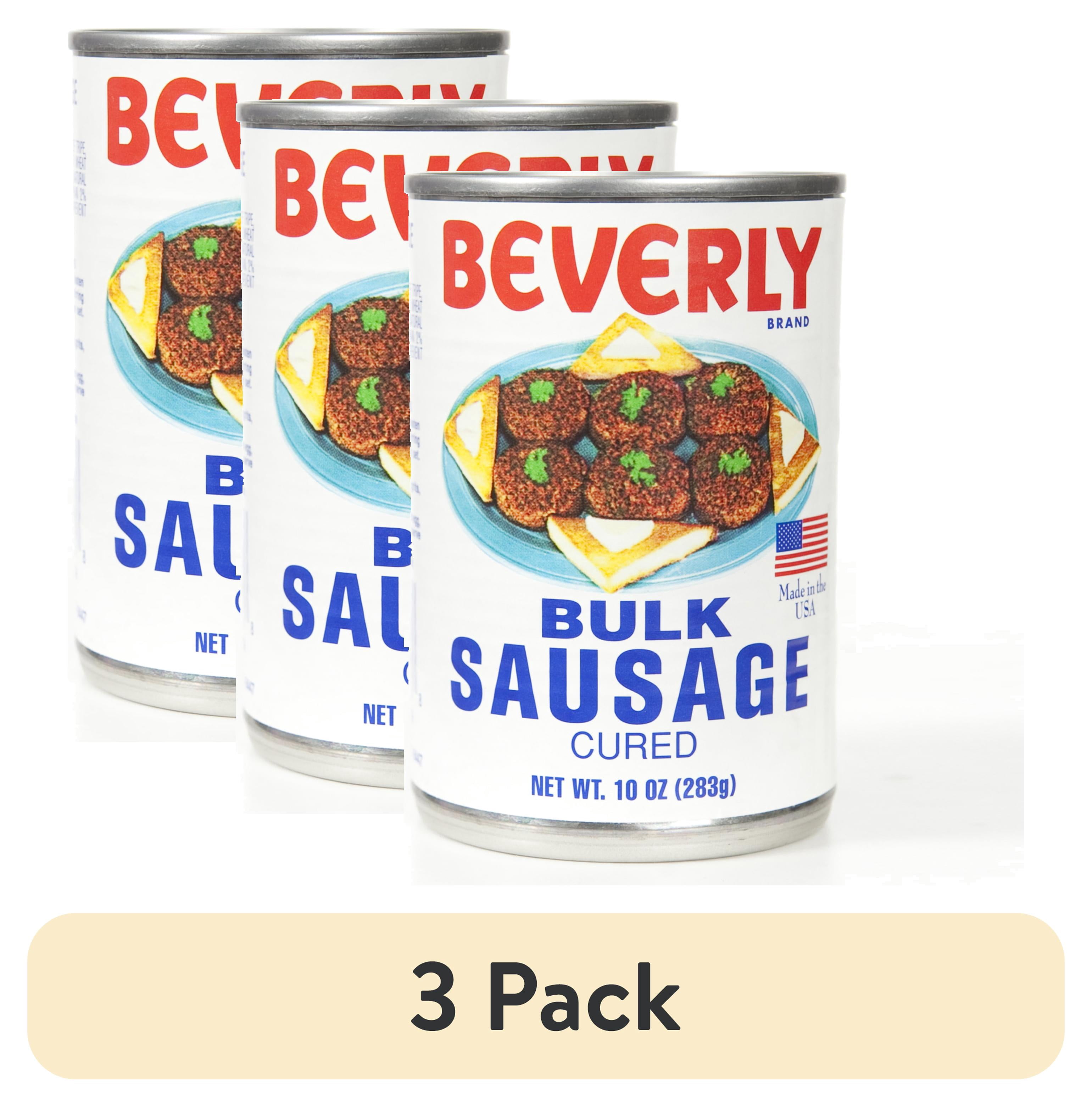 (3 pack) Beverly Bulk Sausage, Cured, 10 oz Shelf-Stable Can – Pantry Staple