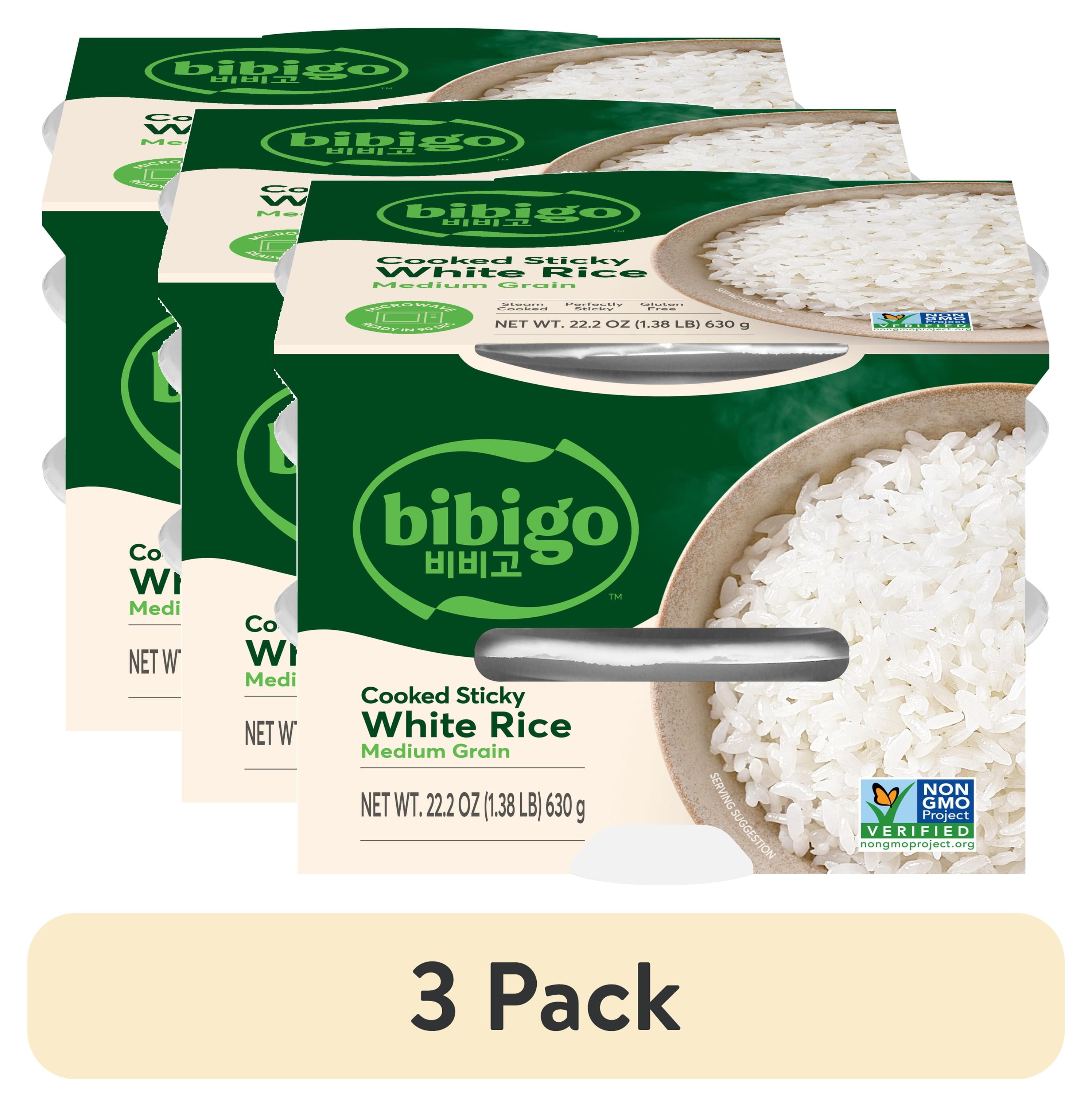 (3 pack) Bibigo Cooked Sticky White Rice, 22.21 oz 3 Pack