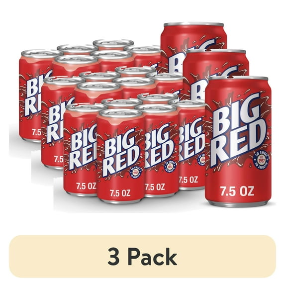 (3 pack) Big Red Soda Pop, 7.5 fl oz, 6 Pack Cans