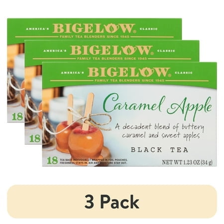 (3 pack) Bigelow Caramel Apple, Black Tea Bags, 18 Count