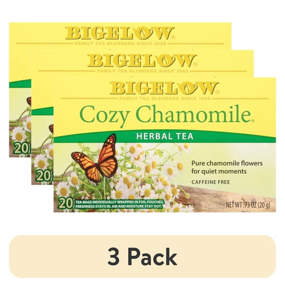 (3 pack) Bigelow Cozy Chamomile, Herbal Tea Bags, 20 Count