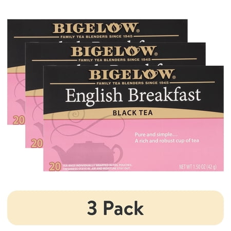 (3 pack) Bigelow English Breakfast, Black Tea Bags, 20 Count
