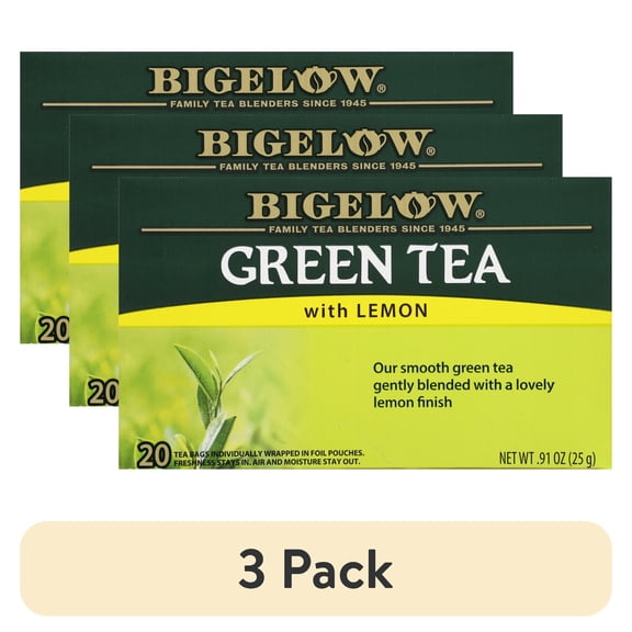 (3 pack) Bigelow Green Tea with Lemon, Tea Bags, 20 Count