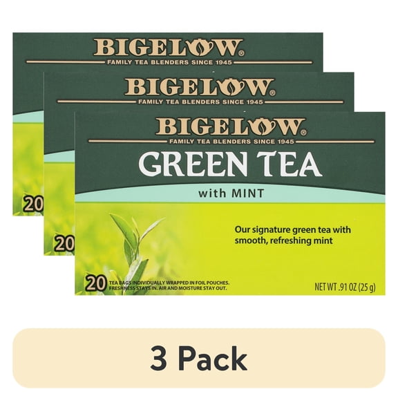 (3 pack) Bigelow Green Tea with Mint, Tea Bags, 20 Count