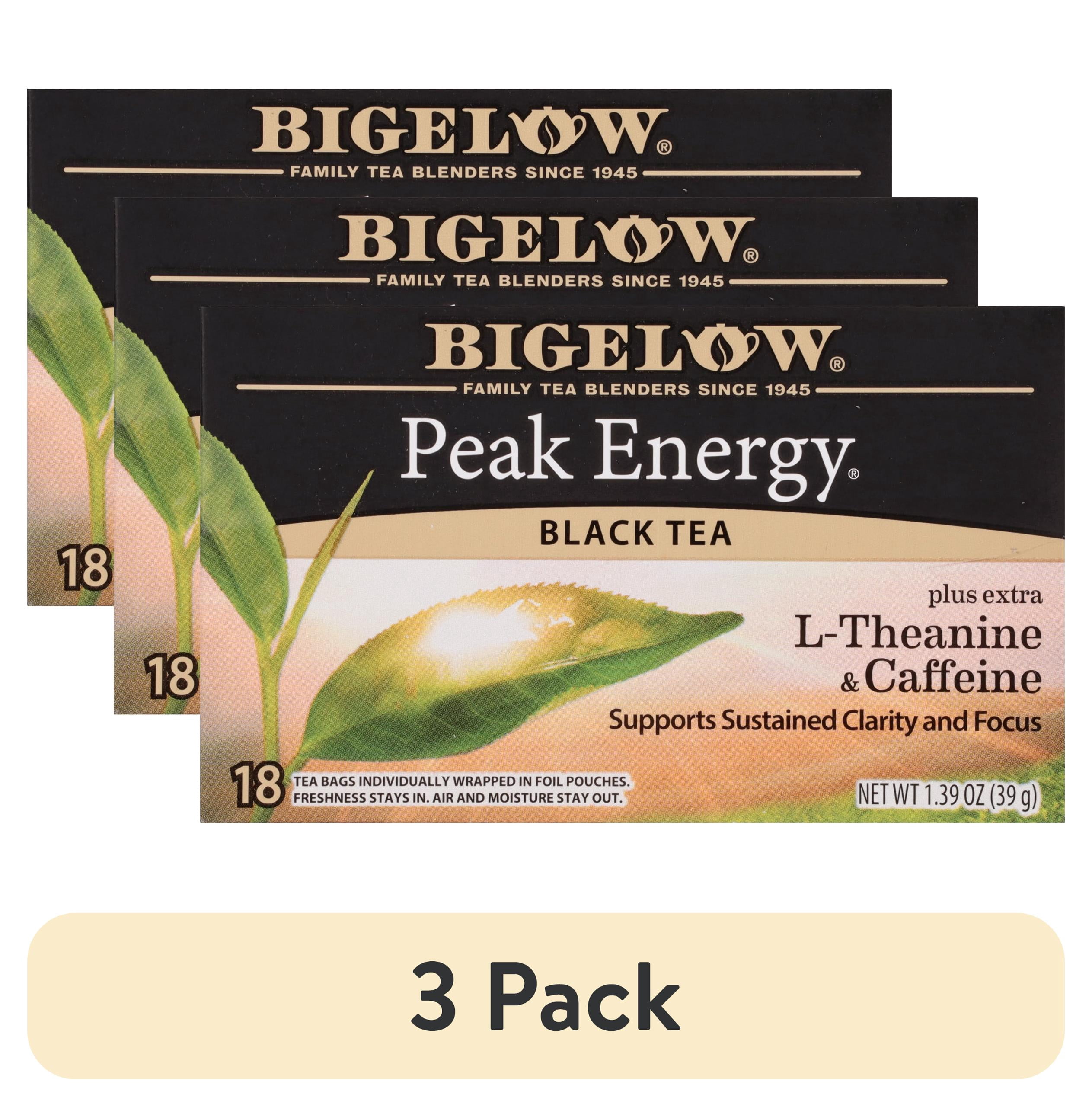 (3 pack) Bigelow Peak Energy Plus Extra L-Theanine & Caffeine, Black Tea Bags, 18 Count