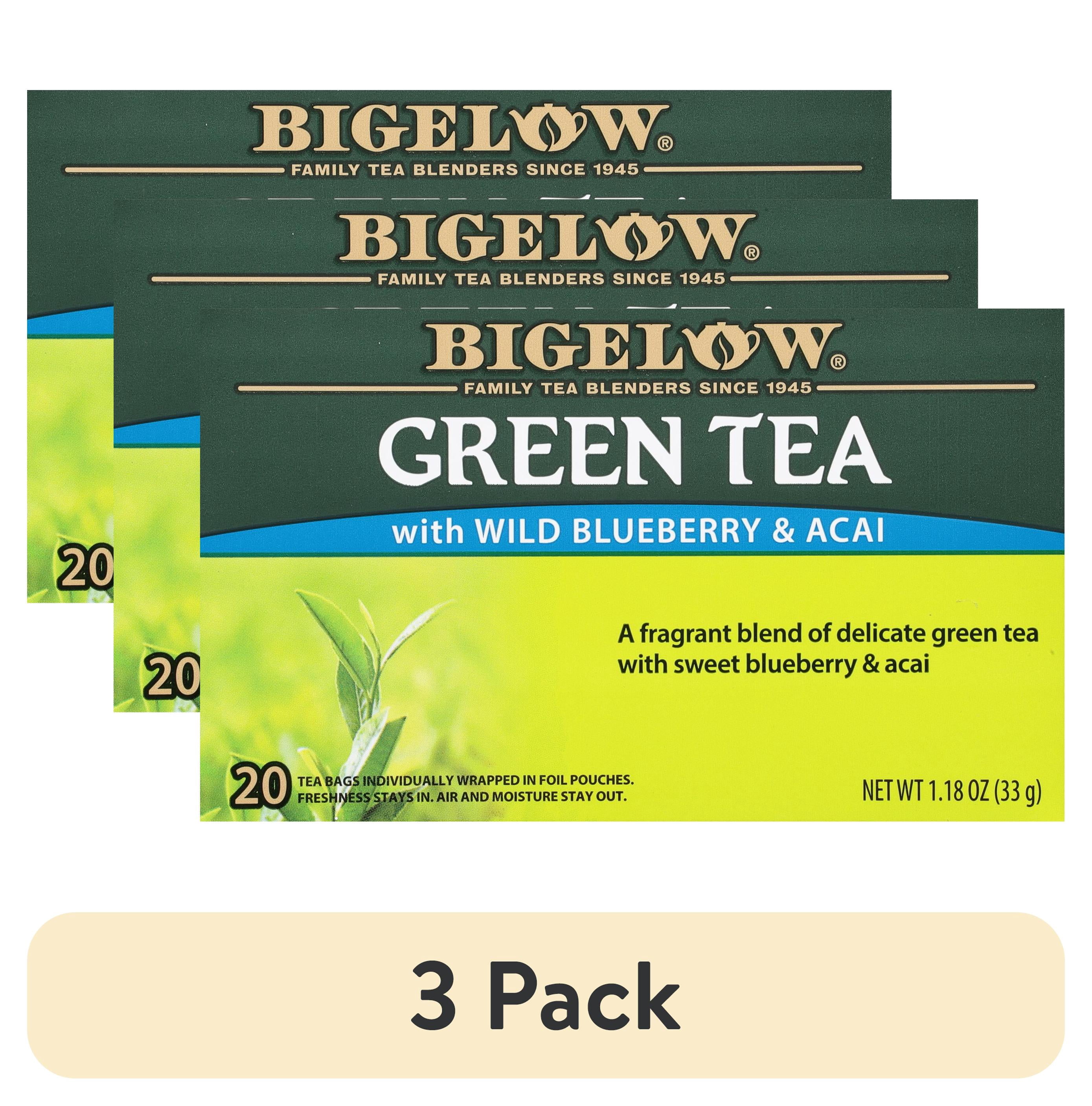 (3 pack) Bigelow Wild Blueberry and Acai, Green Tea Bags, 20 Count