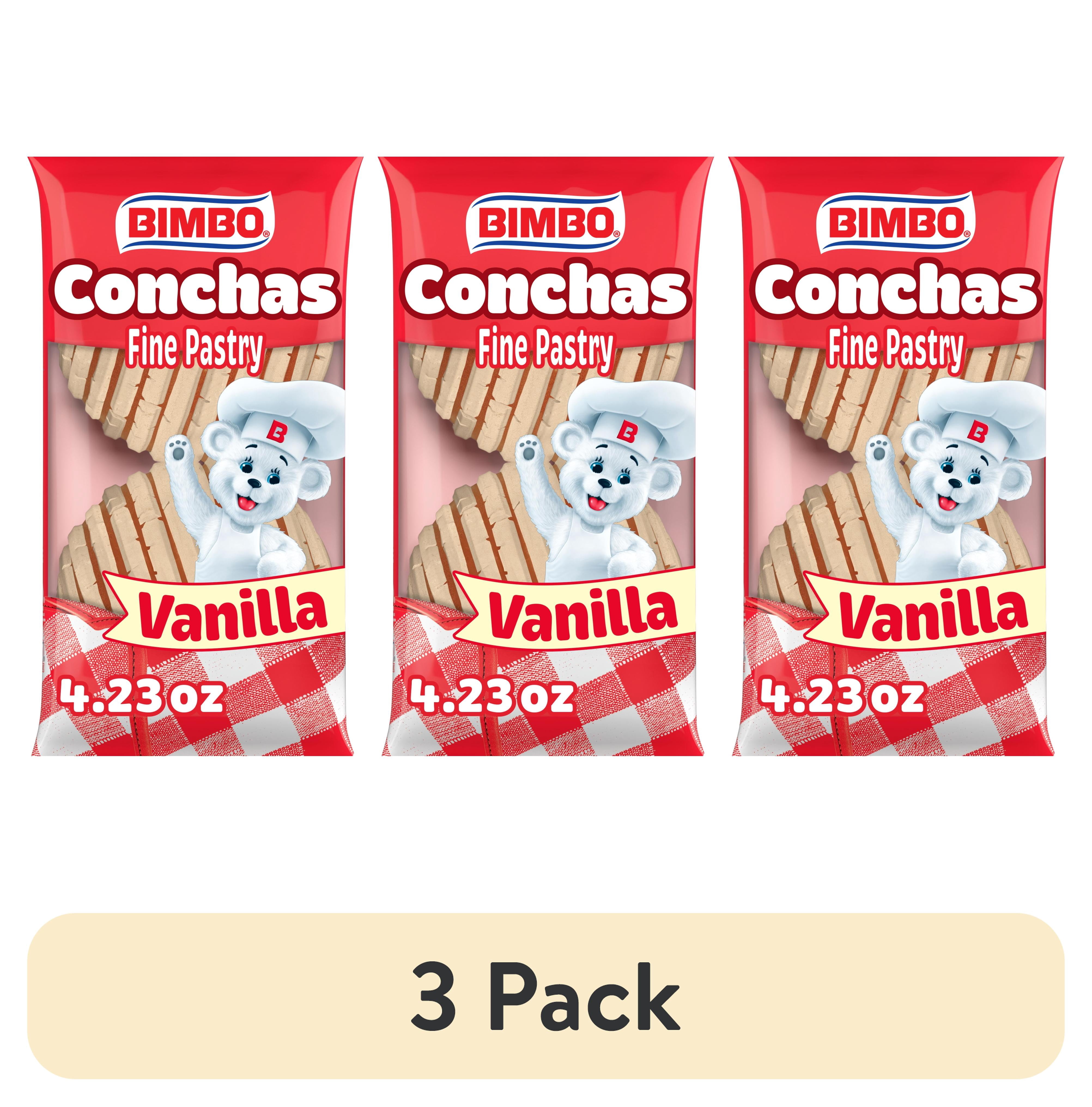 (3 pack) Bimbo Conchas Vanilla Fine Pastry, 2 count, Pastries, 4.23 oz Bag