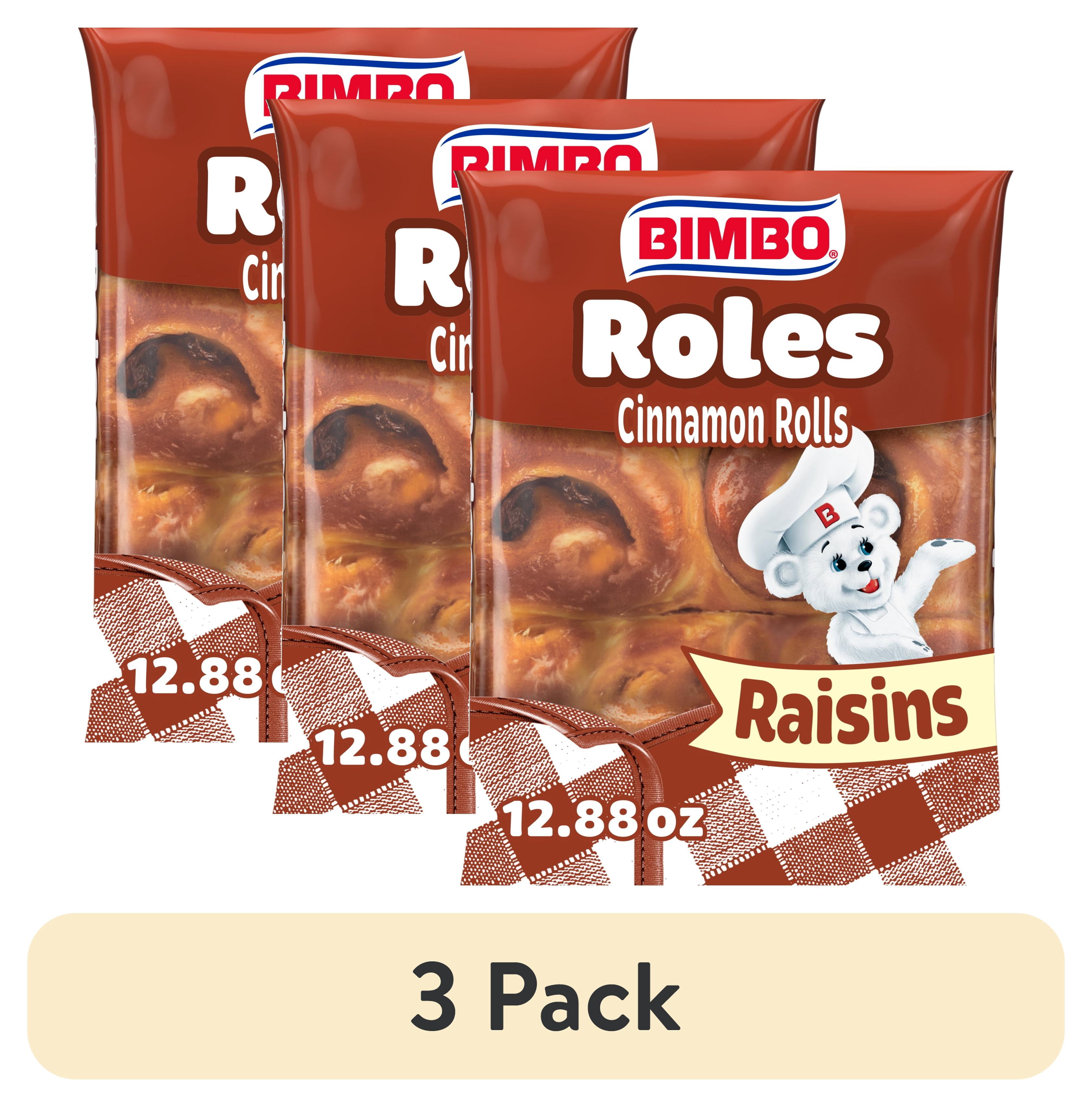 (3 pack) Bimbo Roles de Canela con Pasas Cinnamon Rolls with Raisins, 6 count, Pastries, 12.88 oz Bag