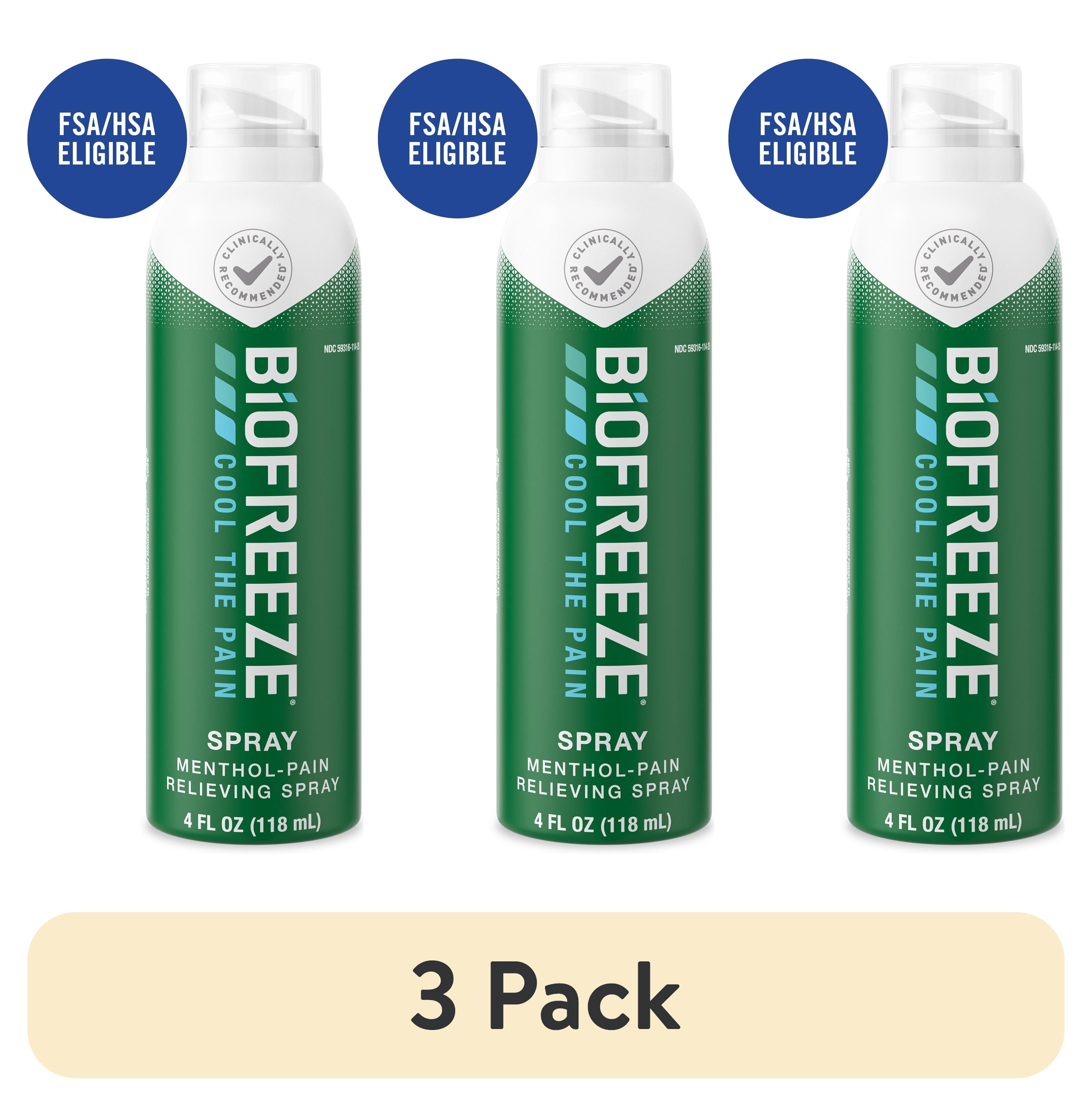 (3 pack) Biofreeze Arthritis Pain Relief Spray, For Joint, Muscle & Back Pain Relief, OTC and HSA Eligible, Menthol, 4 FL OZ