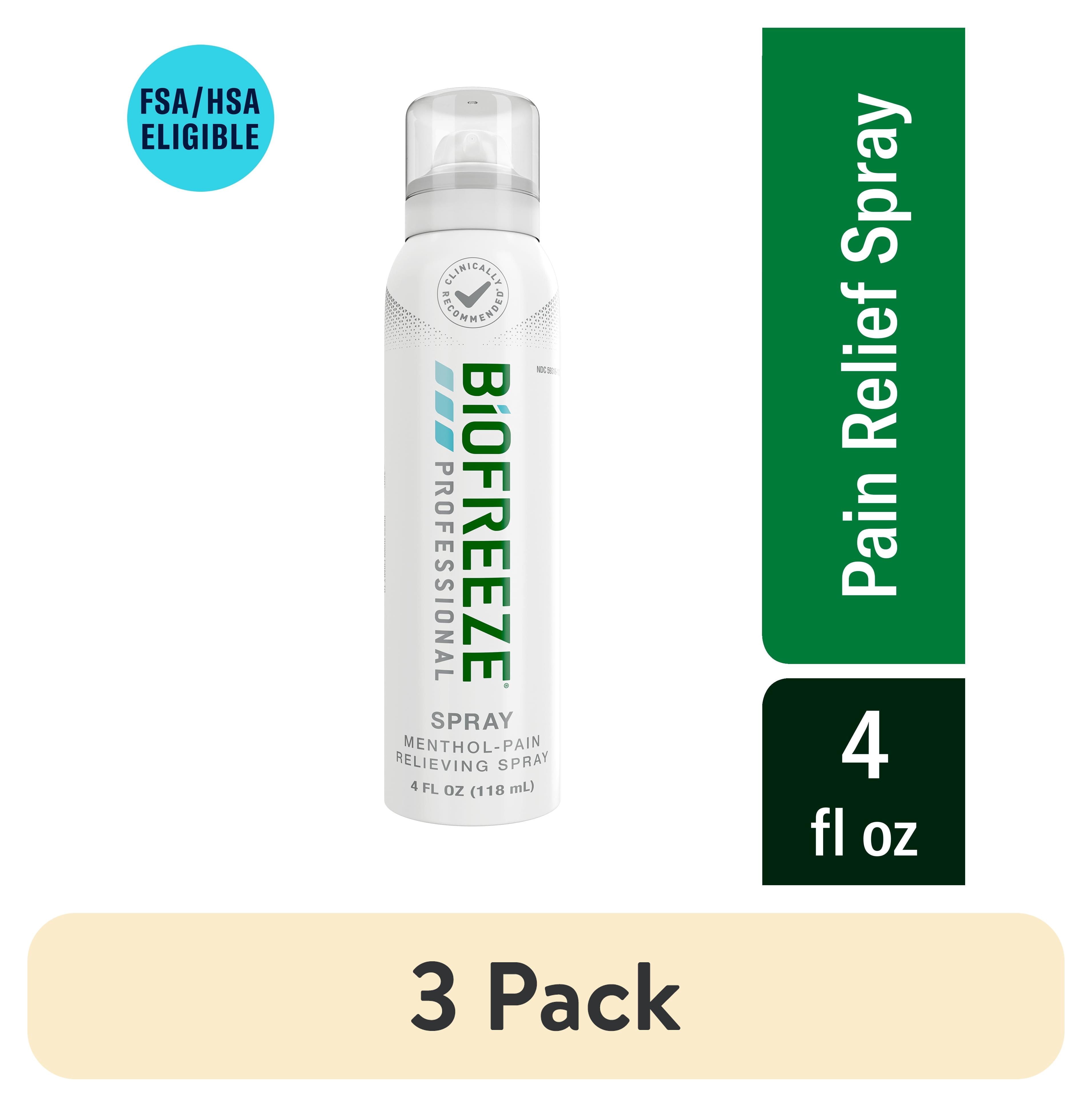 (3 pack) Biofreeze Professional Arthritis Pain Relief Spray, For Joint, Muscle & Back Pain Relief, OTC & HSA Eligible, Menthol, 4 FL OZ