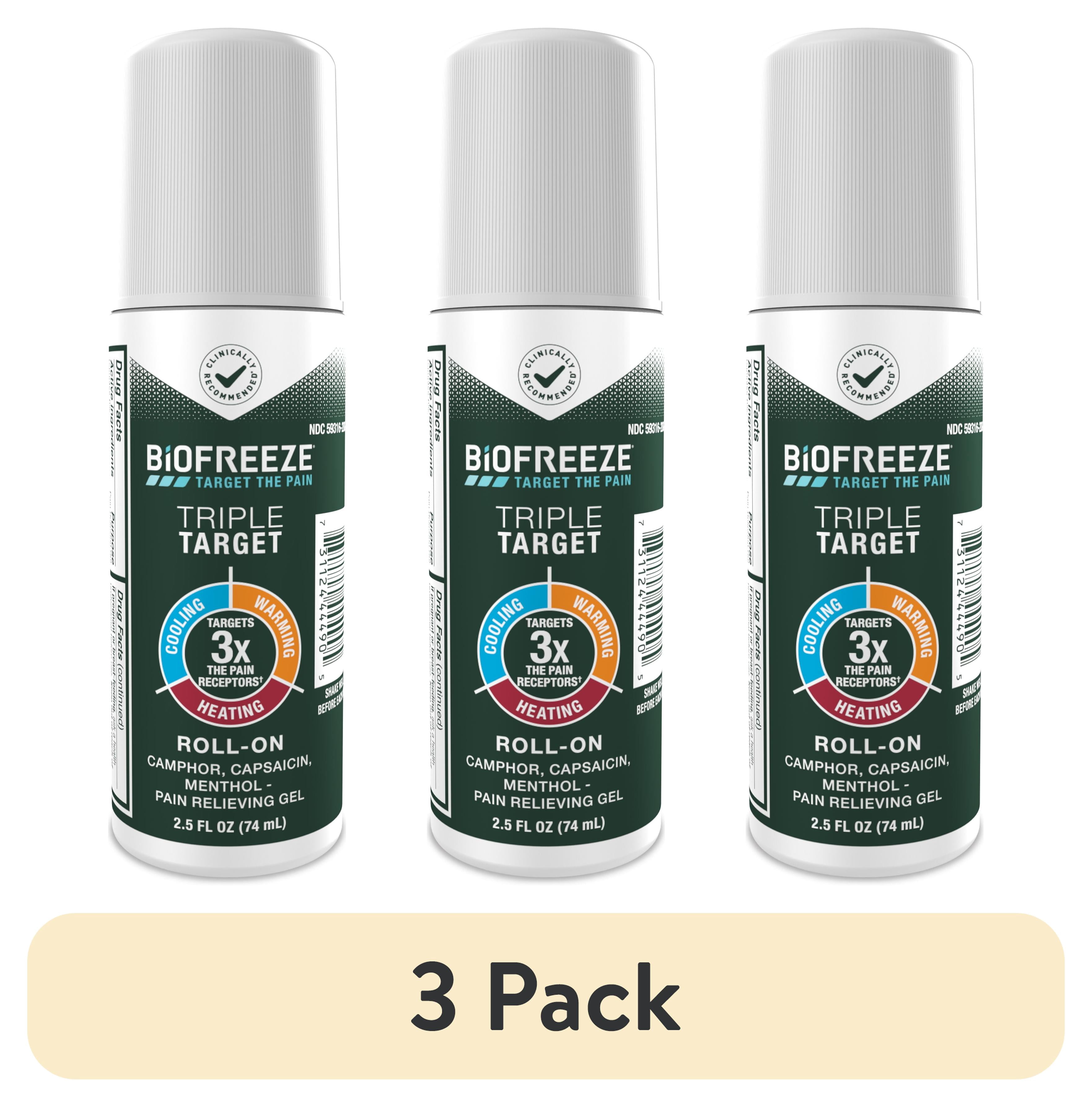 3 pack) Biofreeze Triple Target Muscle & Arthritis Pain Relief